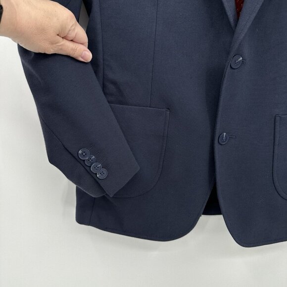 01.ALGO jacket blazer sport coat knit stretch two button unlined navy blue M - Picture 5 of 10